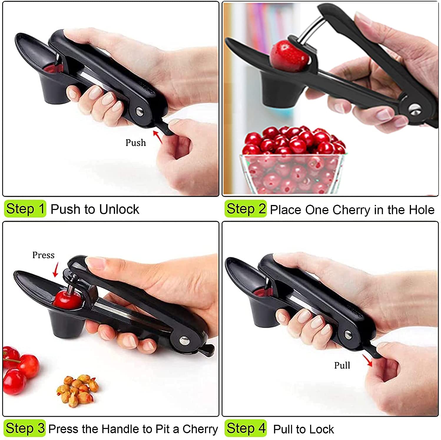 Cherry Pitter Tool, Olive Pitter Tool, Cherry Pitter Remover, Cherry Core Remover Tool With Space-Saving Lock Design, Pit Remove